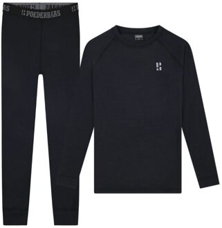 Poederbaas Thermoset Merinowol Dames - Thermoshirt + Thermolegging - Zwart-XS - XS