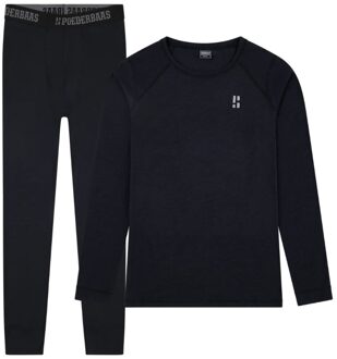 Poederbaas Thermoset Merinowol Heren - Thermoshirt + Thermolegging - Zwart-XL - XL