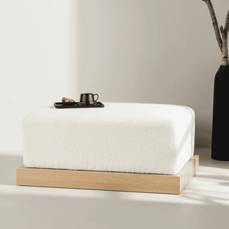 Poef 'Alaric' Bouclé, kleur Wit