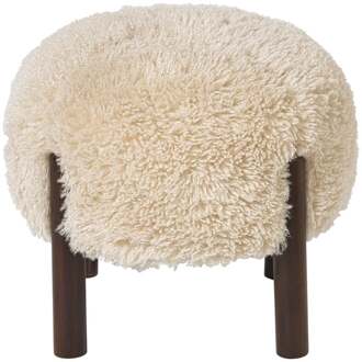 Poef beatle - beige/bruin - ø40x34.5 cm