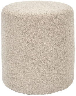 Poef boucl? - taupe - rond - D35 cm - teddy stof - hocker - teddy poef