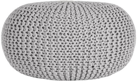 Poef Gebreid | L - Lichtgrijs Katoen