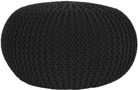 Poef Gebreid | L - Zwart Katoen