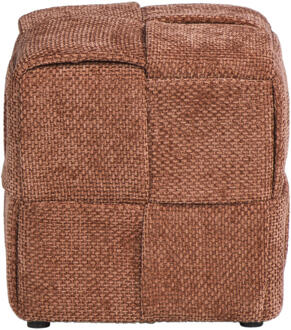 Poef Granada - 40x37x37 Cm - Stof - Bruin