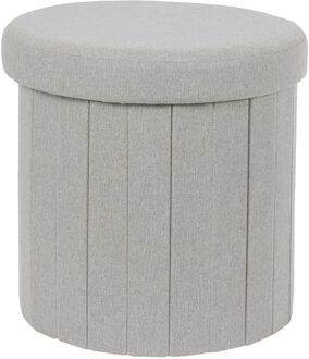 Poef/hocker - opbergbox - grijs - polyester/mdf - 38 x 38 cm