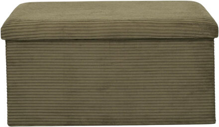 Poef/hocker - opbergbox - rib - groen - polyester - 76 x 38 cm