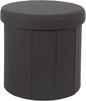 Poef/hocker - opbergbox - zwart - polyester/mdf - 38 x 38 cm