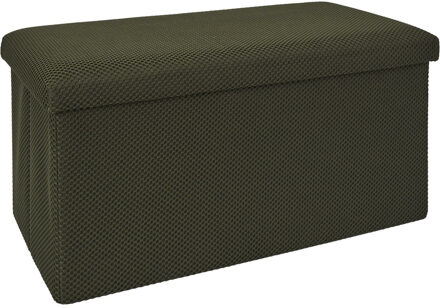 Poef/hocker opvouwbaar Atome - stof - opbergbox - donkergroen - 2 persoons - 76 x 38 x 38 cm