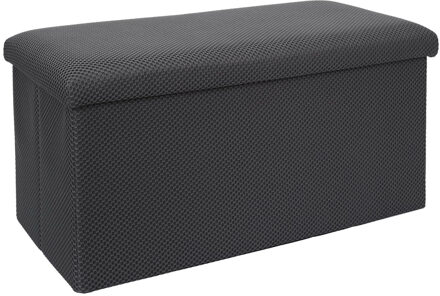 Poef/hocker opvouwbaar Atome - stof - opbergbox - grijs - 2 persoons - 76 x 38 x 38 cm