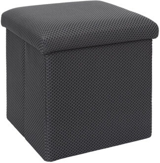 Poef/hocker opvouwbaar Atome - stof - opbergbox - grijs - polyester/mdf - 38 x 38 cm