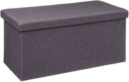 Poef/hocker/voetenbankje - opbergbox - fluweel donkergrijs - PO/MDF - 38 x 38 x 76 cm - Poefs