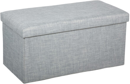 Poef/hocker/voetenbankje - opbergbox - lichtgrijs - PO/MDF - 76 x 38 x 38 cm - Poefs