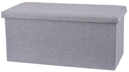 Poef/hocker/voetenbankje - opbergbox - lichtgrijs - polyester - 76 x 40 x 38 cm - Poefs