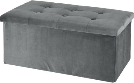 Poef/hocker/voetenbankje - opbergbox - lichtgrijs - polyester - 76 x 40 x 38 cm - Poefs