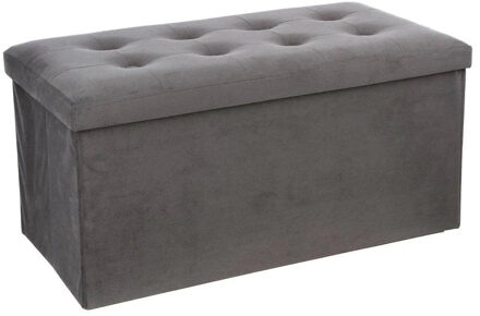 Poef/hocker/voetenbankje - opbergbox - zilvergrijs - PU/MDF - 76 x 38 x 38 cm - Poefs