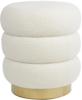 Poef Kimi - Wit|Goud - Ø40cm