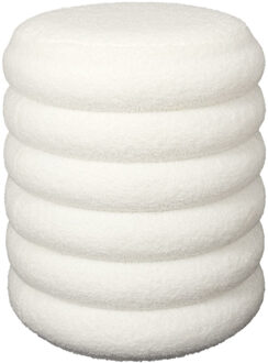 Poef/krukje Freya - boucl? stof - wit - met opbergruimte - D37 x H44 cm - bijzet stoeltjes