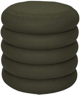 Poef/krukje Freya - stof - donkergroen - met opbergruimte - D37 x H44 cm - bijzet stoeltjes