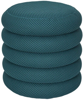 Poef/krukje Freya - stof - petrol blauw - met opbergruimte - D37 x H44 cm - bijzet stoeltjes