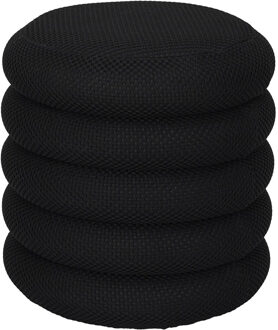 Poef/krukje Freya - stof - zwart - met opbergruimte - D37 x H44 cm - bijzet stoeltjes