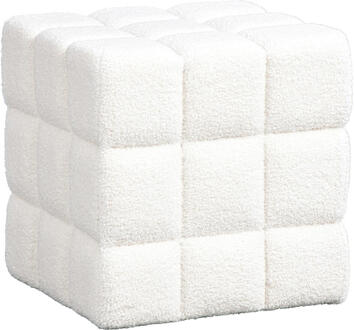 Poef Marbella - 43xØ43 Cm - Stof - Wit