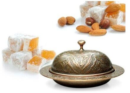 Poef Motief Lokum-Klein Formaat-Koper