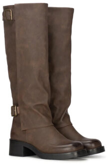 Poelman Laarzen met kap donker hoge laarzen dames - maat 40 Bruin