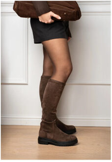 Poelman Stretchlaarzen donker stretchlaarzen dames Bruin - 40