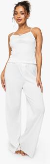 Pointelle Cami Top & Wijde Broek Pyjama Set, White - 42