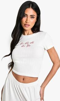 Pointelle 'It'S Not Me It'S You' Slogan Kortarm T-Shirt & Broek Pyjama Set, Cream - 38