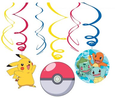 Pokémon 12x Pokemon themafeest rotorspiralen hangdecoratie Multi