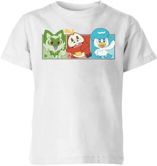 Pokémon 1st Starters Panels Kids' T-Shirt - White - 122/128 (7-8 jaar) Wit - M