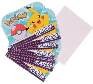 Pokémon 8x Pokemon themafeest uitnodingen/kaarten Multi