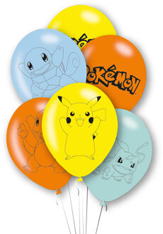 Pokémon Amscan Pokemon themafeest verjaardag ballonnen - 6x - latex - 28 cm - Ballonnen Multikleur