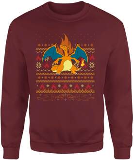Pokemon Charizard Christmas Jumper - Burgundy - L Rood