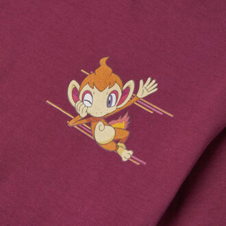 Pokémon Chimchar Unisex T-Shirt - Bordeaux - S Rood