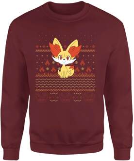 Pokemon Fennekin Christmas Christmas Jumper - Burgundy - L Rood