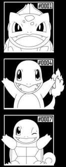 Pokemon Generation 1 Monochrome Starters Men's T-Shirt - Black - M Zwart