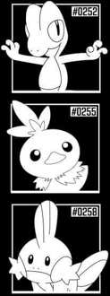 Pokemon Generation 3 Monochrome Starters Men's T-Shirt - Black - L Zwart