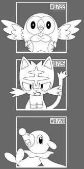 Pokemon Generation 7 Monochrome Starters Men's T-Shirt - Black Tie Dye - M Zwart