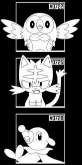 Pokemon Generation 7 Monochrome Starters Men's T-Shirt - Black - XXL Zwart