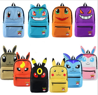 Pokemon Haunter Eevee Bulbasaur Canvas Backpack Students Shoulders Bag Pocket Monster Haunter Schoolbags Laptop Bags