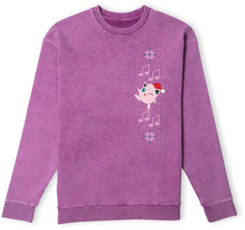 Pokemon Jigglypuff Wave Christmas Jumper - Purple Acid Wash - S Paars