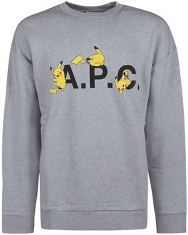 Pokémon Logo Katoenen Sweatshirt A.p.c. , Gray , Heren - Xl,L,M