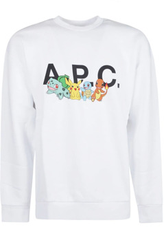 Pokémon Logo Katoenen Sweatshirt A.p.c. , White , Heren - Xl,L,M