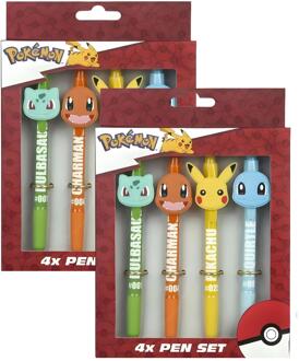Pokémon Pok?mon Balpennen - set 8x stuks - multi kleuren - kantoor/school - uitdeelcadeautjes