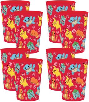 Pokémon Pok?mon thema drinkbeker - 10x - rood - kunststof - 250 ml - onbreekbaar - kinder bekers