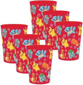 Pokémon Pok?mon thema drinkbeker - 6x - rood - kunststof - 250 ml - onbreekbaar - kinder bekers