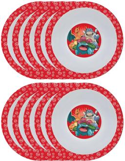 Pokémon Pok?mon thema kinder bordje - 10x - diep - D16 cm - kunststof - rood - kinderservies - kommetje