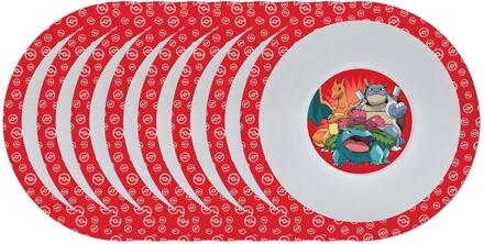 Pokémon Pok?mon thema kinder bordje - 8x - diep - D16 cm - kunststof - rood - kinderservies - kommetje